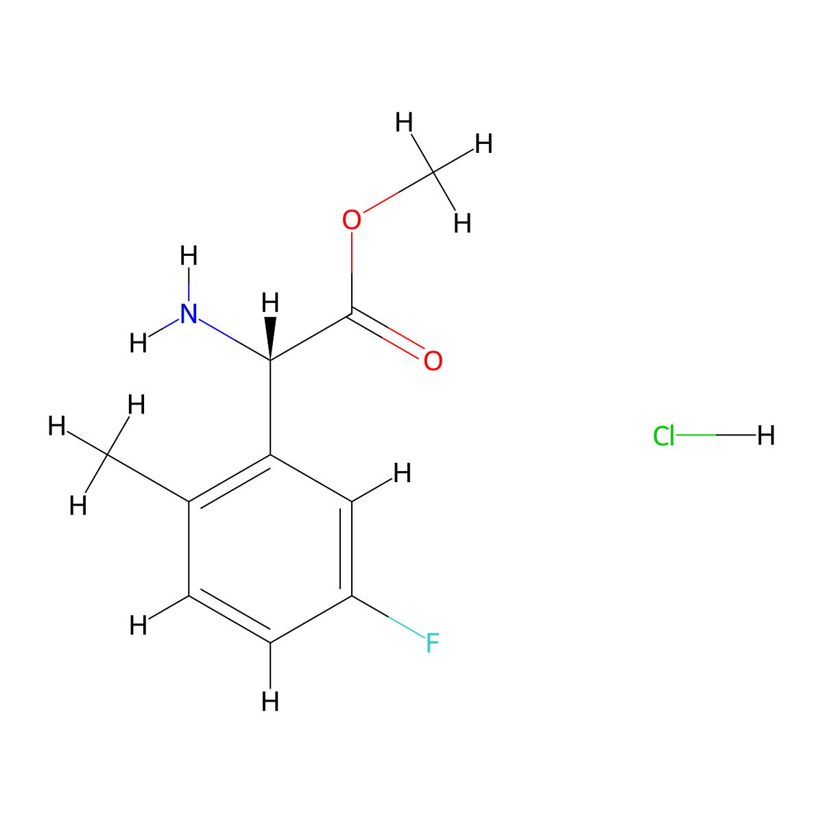 Methyl (S)-2-amino-2-(5-fluoro-2-methylphenyl)acetate hcl molecular structure, CAS 1391528-22-5