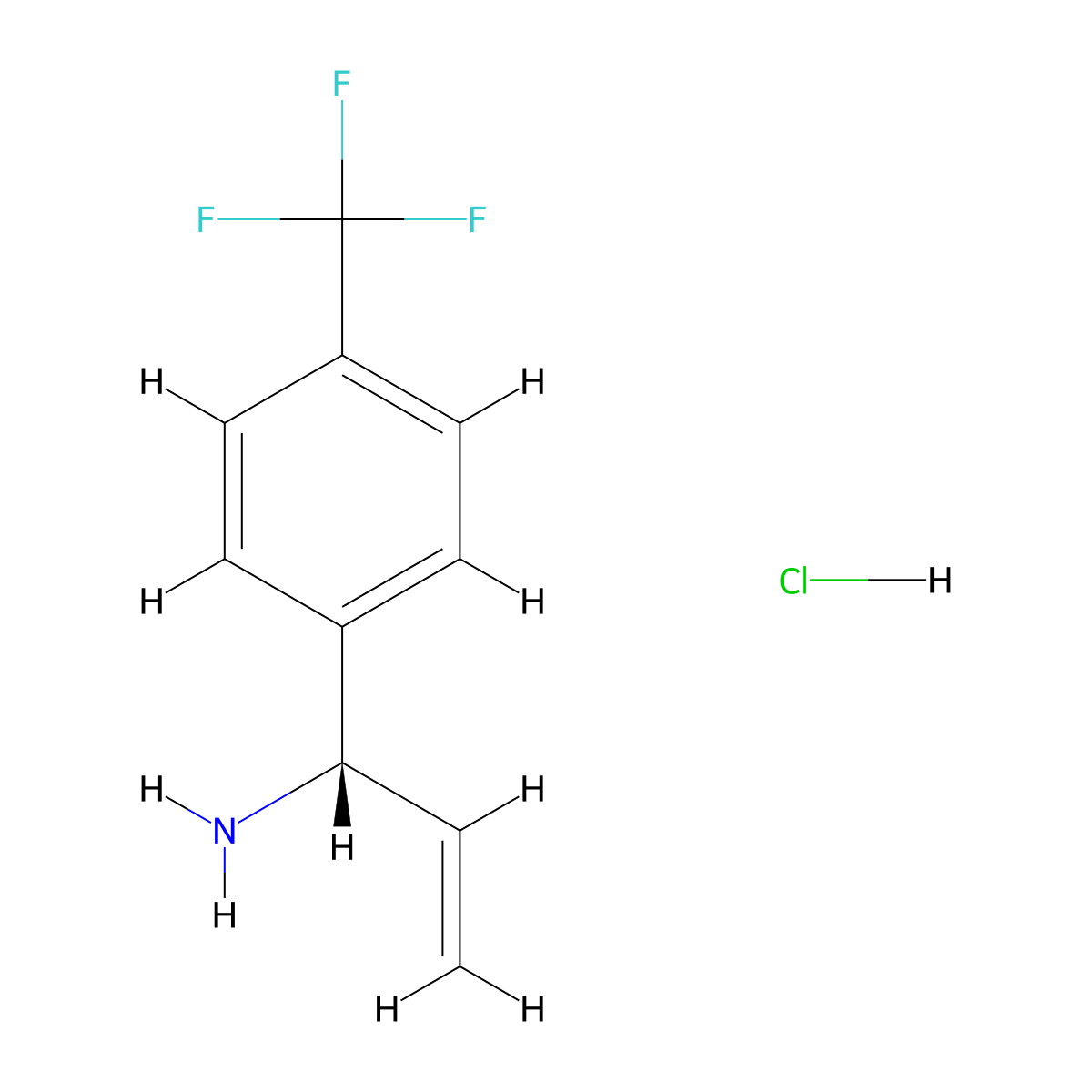 (1S)-1-(4-(trifluoromethyl)phenyl)prop-2-en-1-amine hydrochloride molecular structure, CAS 1391528-41-8