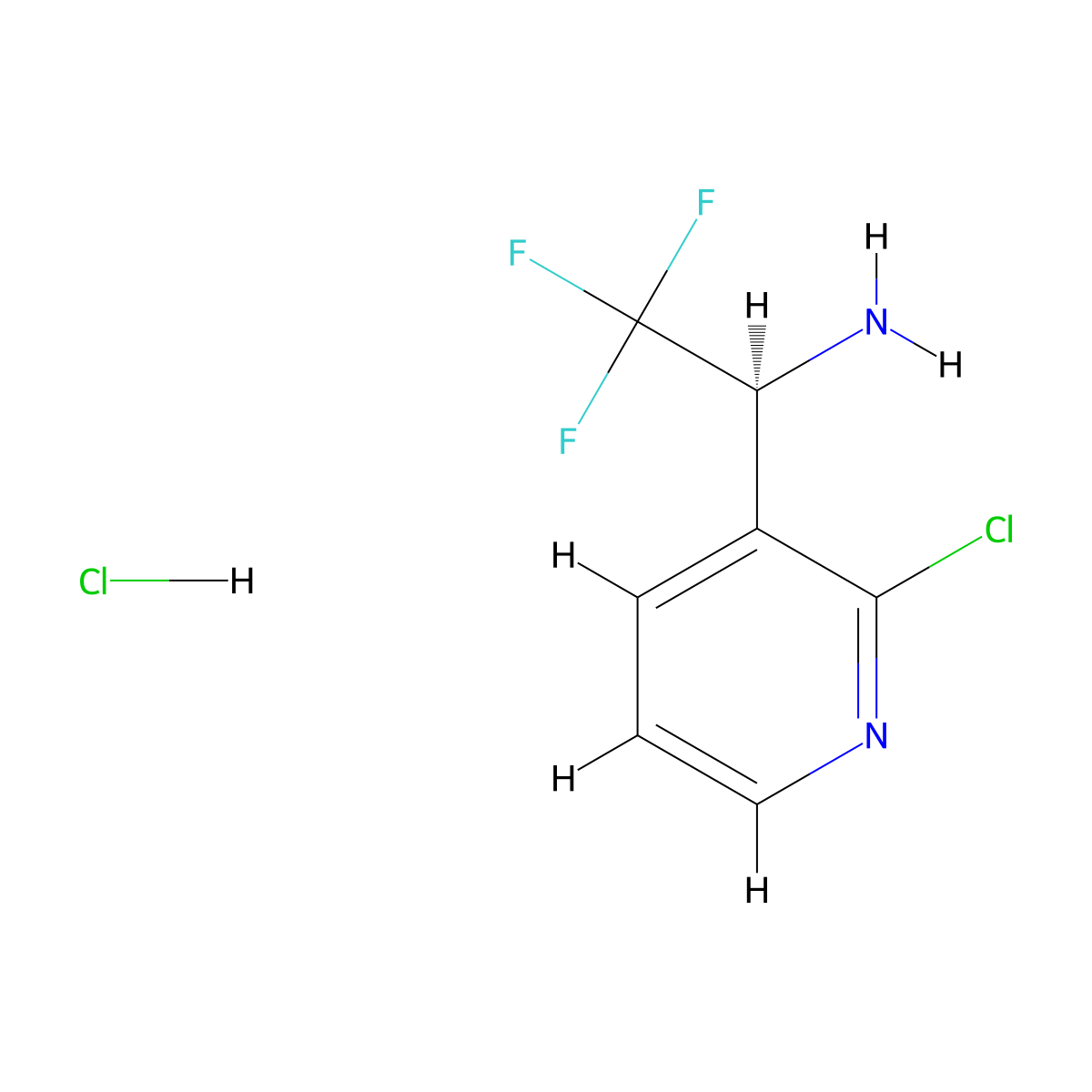 (S)-1-(2-chloropyridin-3-yl)-2,2,2-trifluoroethan-1-amine hydrochloride molecular structure, CAS 1391528-46-3