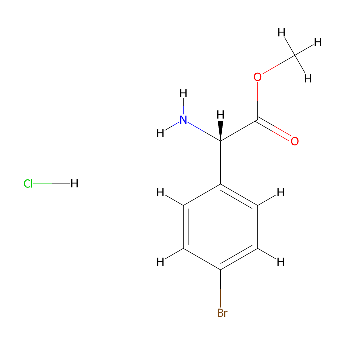 (S)-Methyl 2-amino-2-(4-bromophenyl)acetate hydrochloride molecular structure, CAS 1391528-74-7