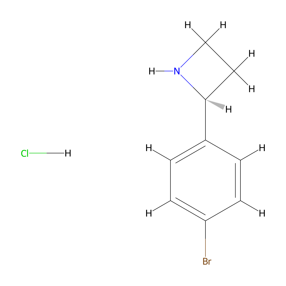 (2S)-2-(4-Bromophenyl)azetidine hydrochloride molecular structure, CAS 1391529-92-2