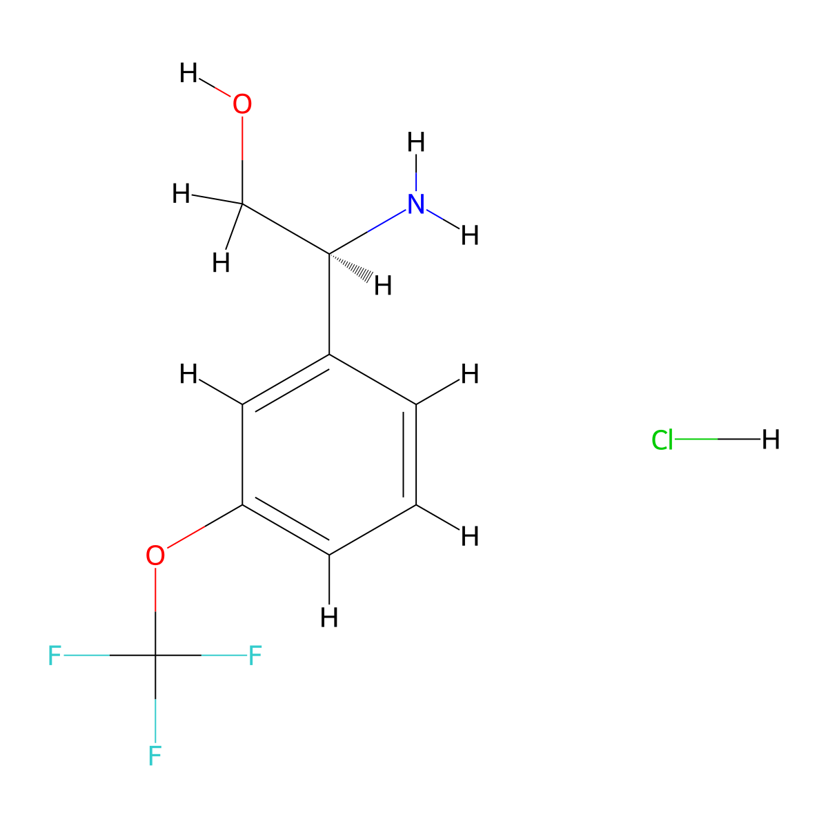rel-(2R)-2-amino-2-[3-(trifluoromethoxy)phenyl]ethan-1-ol hydrochloride molecular structure, CAS 1391531-55-7