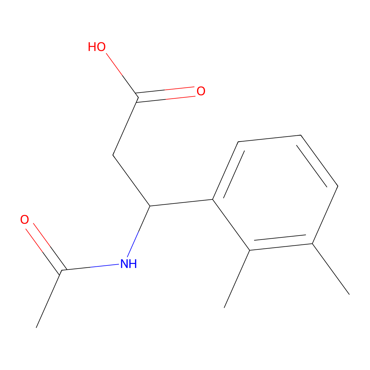 (3S)-3-(2,3-dimethylphenyl)-3-acetamidopropanoic acid molecular structure, CAS 1391532-85-6