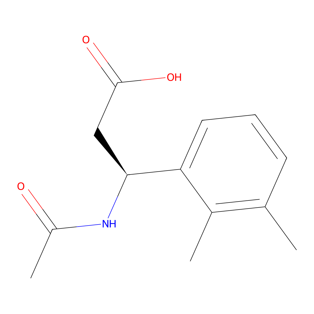 (3S)-3-(2,3-dimethylphenyl)-3-acetamidopropanoic acid molecular structure, CAS 1391532-85-6