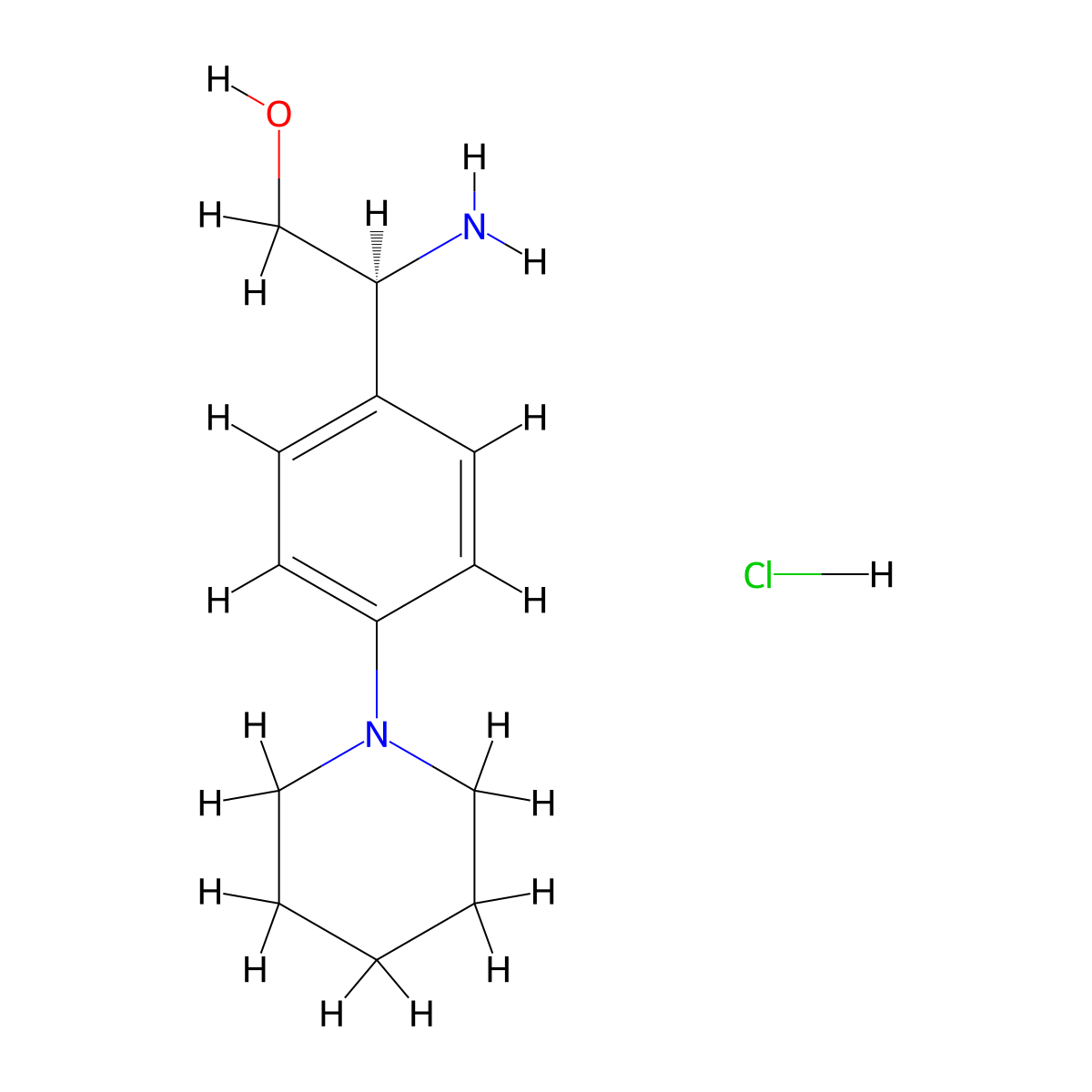 (S)-2-Amino-2-(4-(piperidin-1-yl)phenyl)ethan-1-ol hydrochloride molecular structure, CAS 1391534-75-0