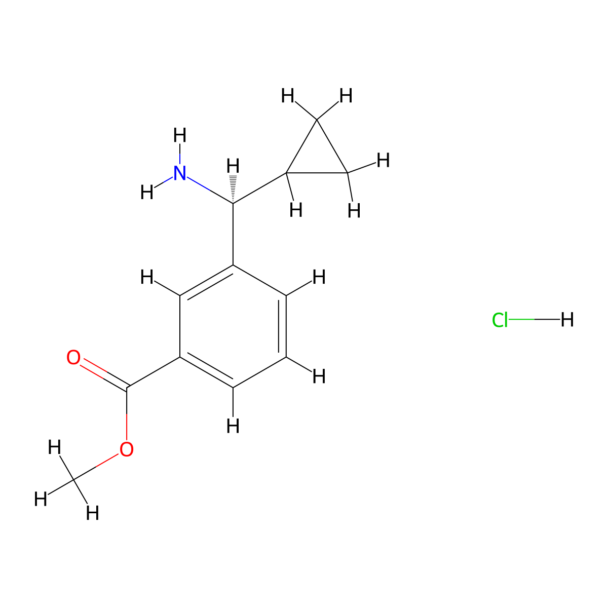 methyl 3-[(S)-amino(cyclopropyl)methyl]benzoate;hydrochloride molecular structure, CAS 1391536-54-1