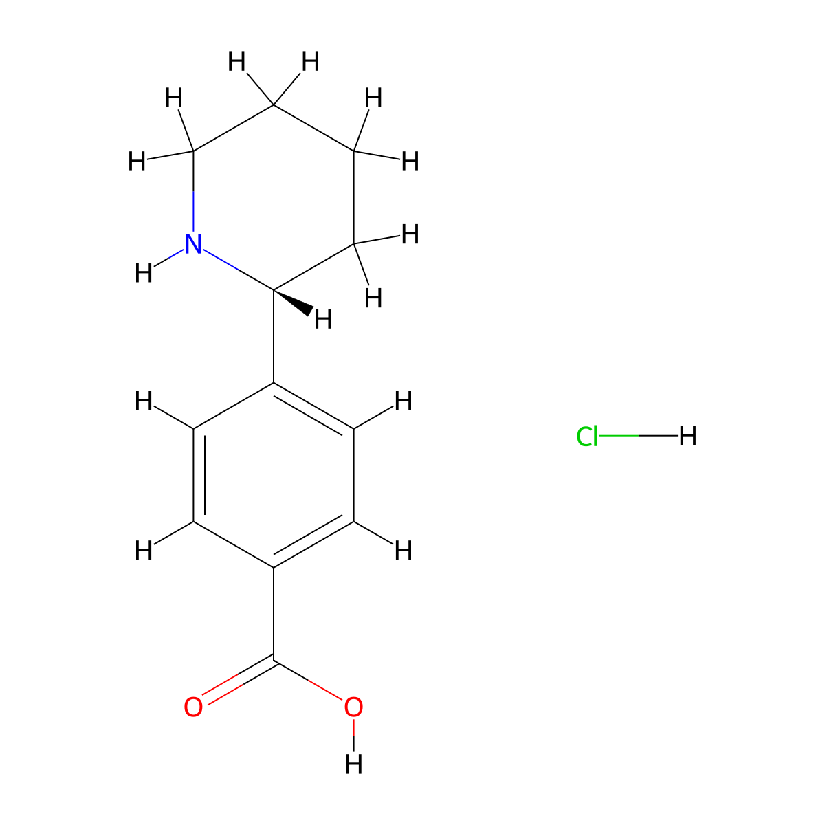 (R)-4-(piperidin-2-yl)benzoic acid hydrochloride molecular structure, CAS 1391539-11-9