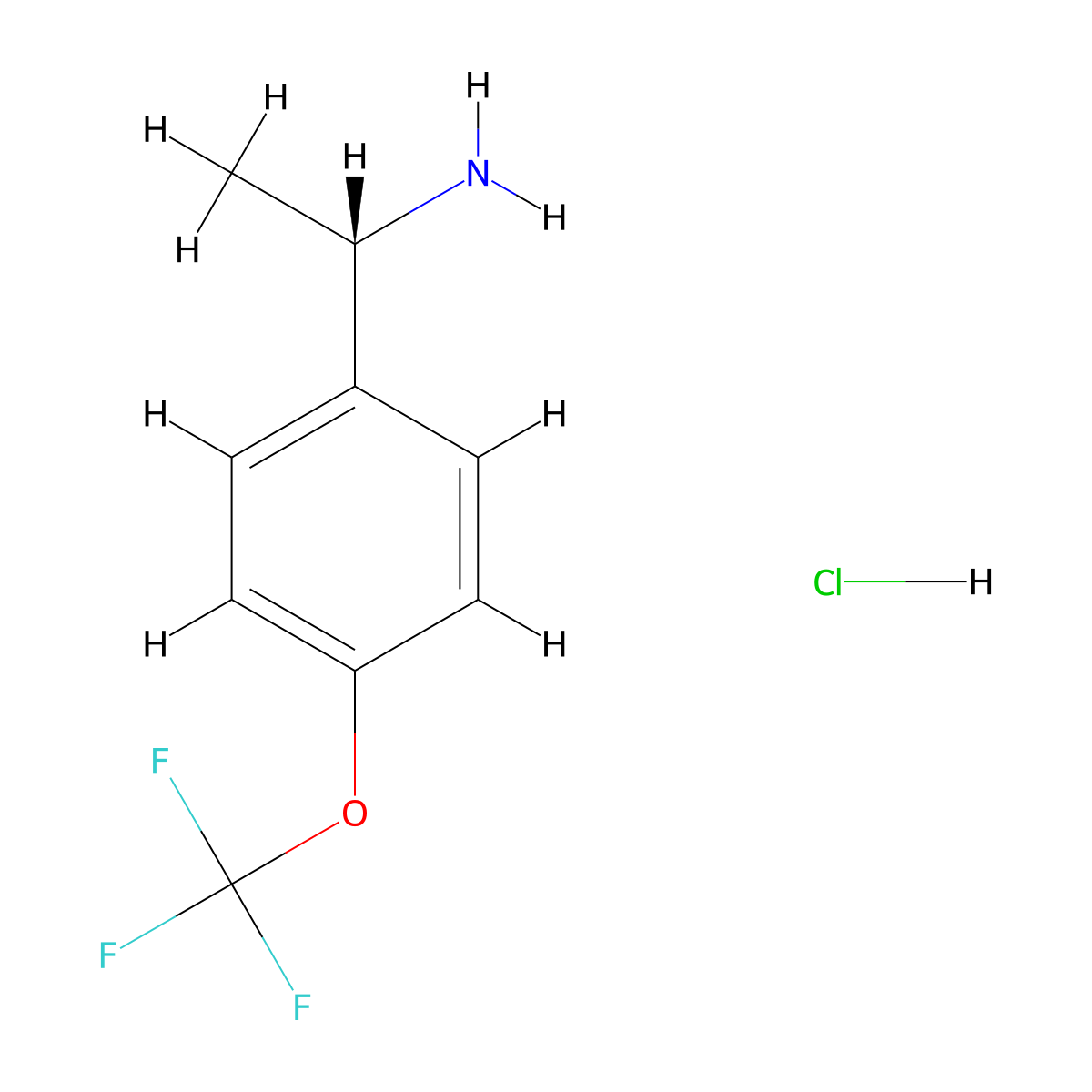 (S)-1-(4-(trifluoromethoxy)phenyl)ethanamine hydrochloride molecular structure, CAS 1391540-47-8