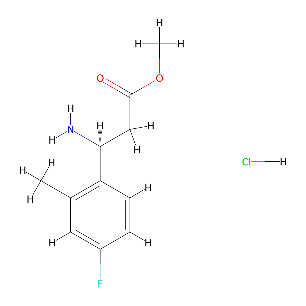Methyl (S)-3-amino-3-(4-fluoro-2-methylphenyl)propanoate hcl molecular structure, CAS 1391541-62-0