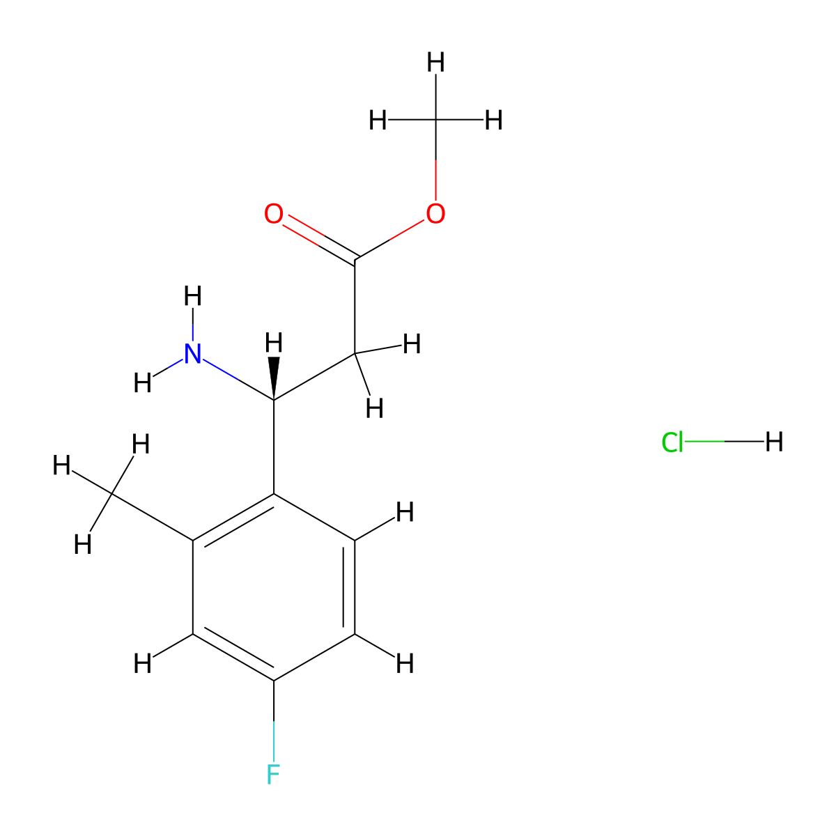Methyl (R)-3-amino-3-(4-fluoro-2-methylphenyl)propanoate hcl molecular structure, CAS 1391541-69-7
