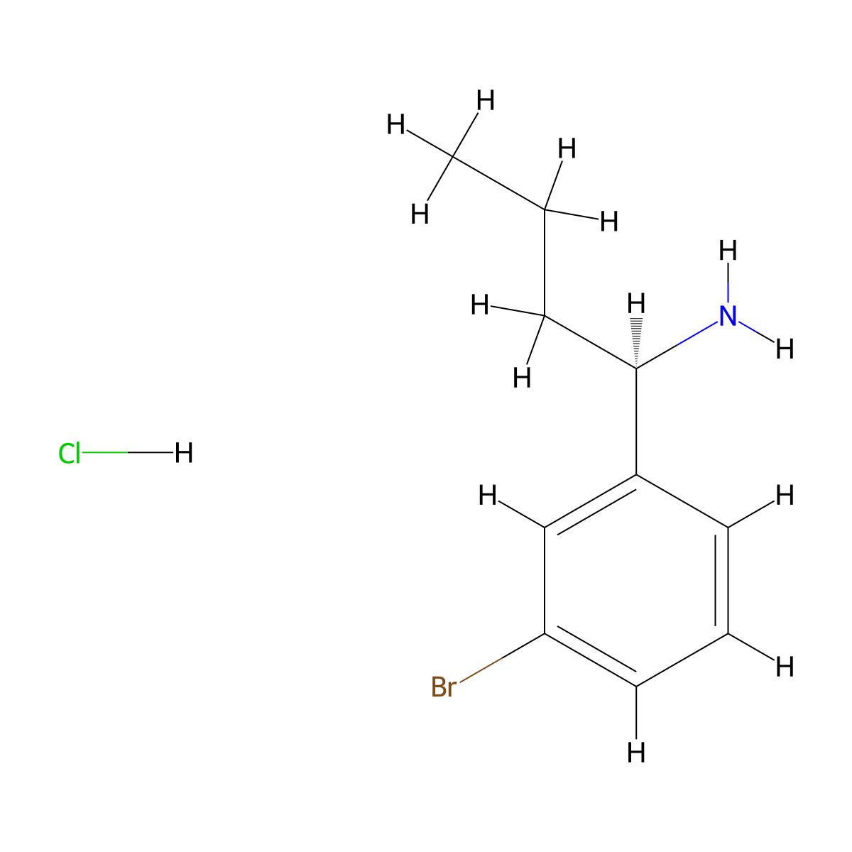 (R)-1-(3-Bromophenyl)butan-1-amine hydrochloride molecular structure, CAS 1391542-02-1