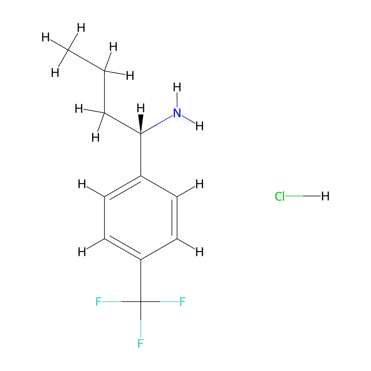 (1S)-1-[4-(Trifluoromethyl)phenyl]butylamine HCl molecular structure, CAS 1391543-46-6