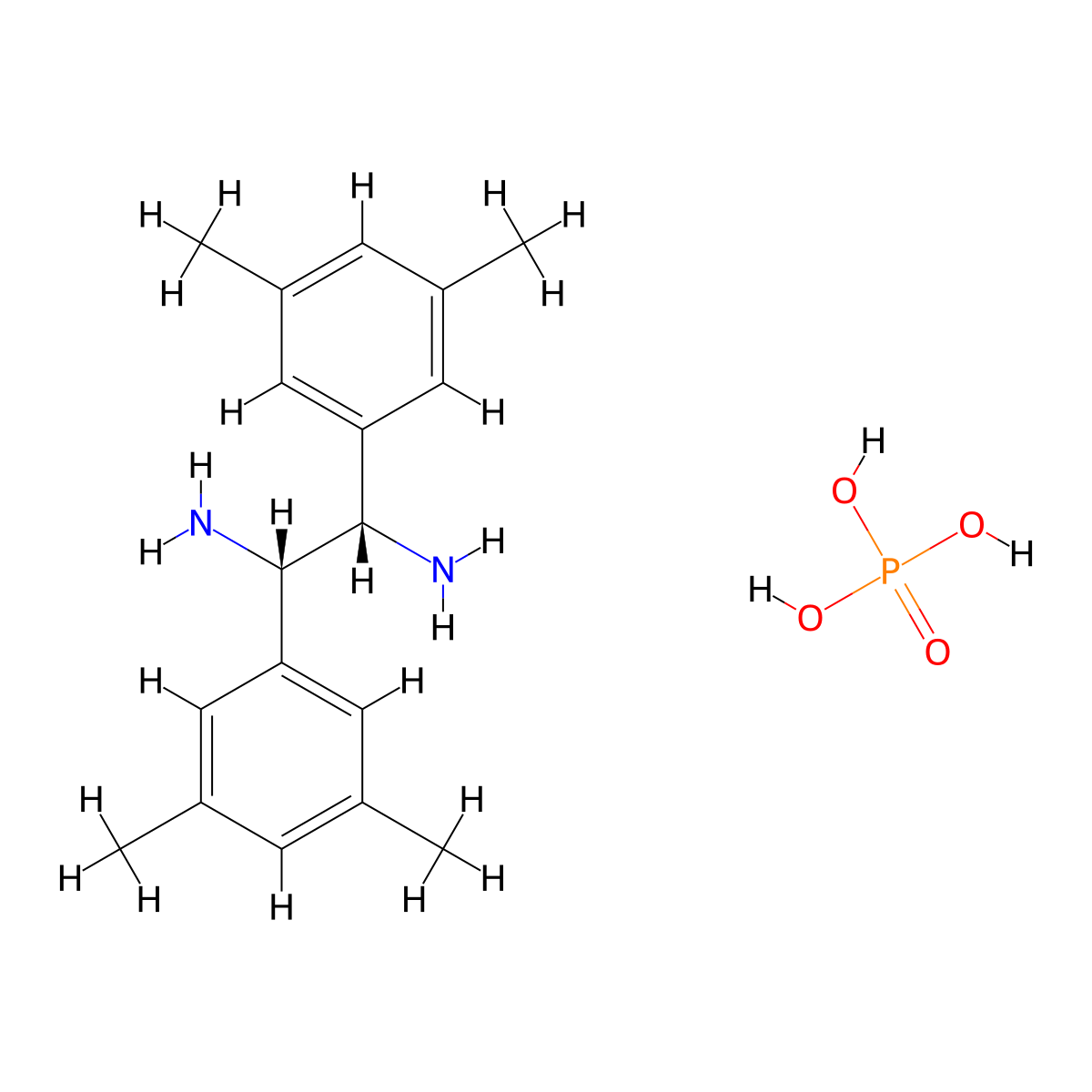 (1S,2S)-1,2-Bis(3,5-dimethylphenyl)-1,2-ethylenediamine Phosphate molecular structure, CAS 1391545-11-1