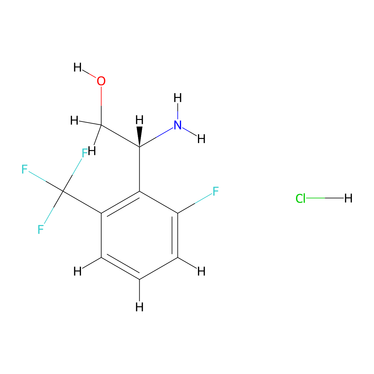 (R)-2-Amino-2-(2-fluoro-6-(trifluoromethyl)phenyl)ethan-1-OL hydrochloride molecular structure, CAS 1391545-22-4