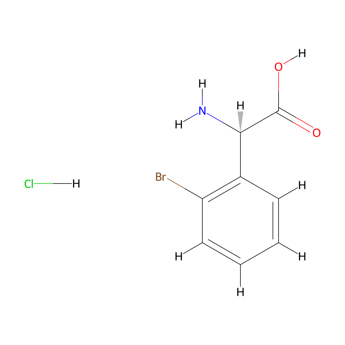 (2R)-Amino(2-bromophenyl)ethanoic acid hydrochloride molecular structure, CAS 1391545-90-6