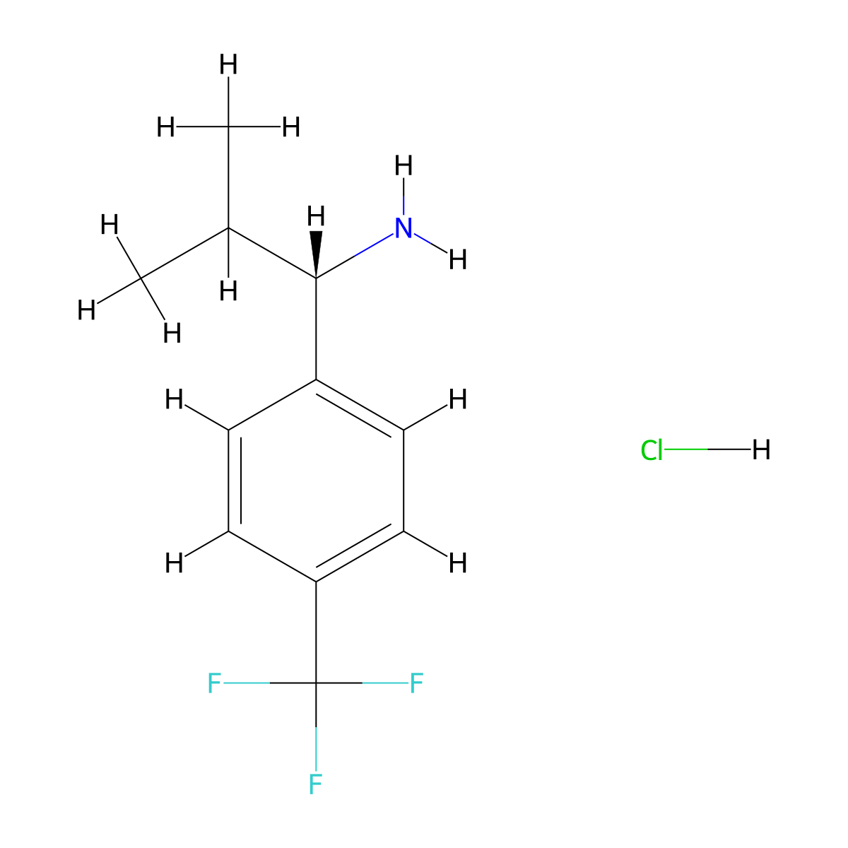 (S)-2-Methyl-1-(4-(trifluoromethyl)phenyl)propan-1-amine hydrochloride molecular structure, CAS 1391546-16-9