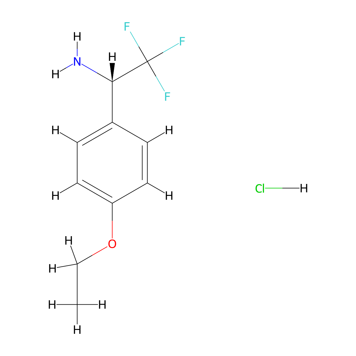 (1S)-1-(4-ethoxyphenyl)-2,2,2-trifluoroethan-1-amine hydrochloride molecular structure, CAS 1391548-76-7