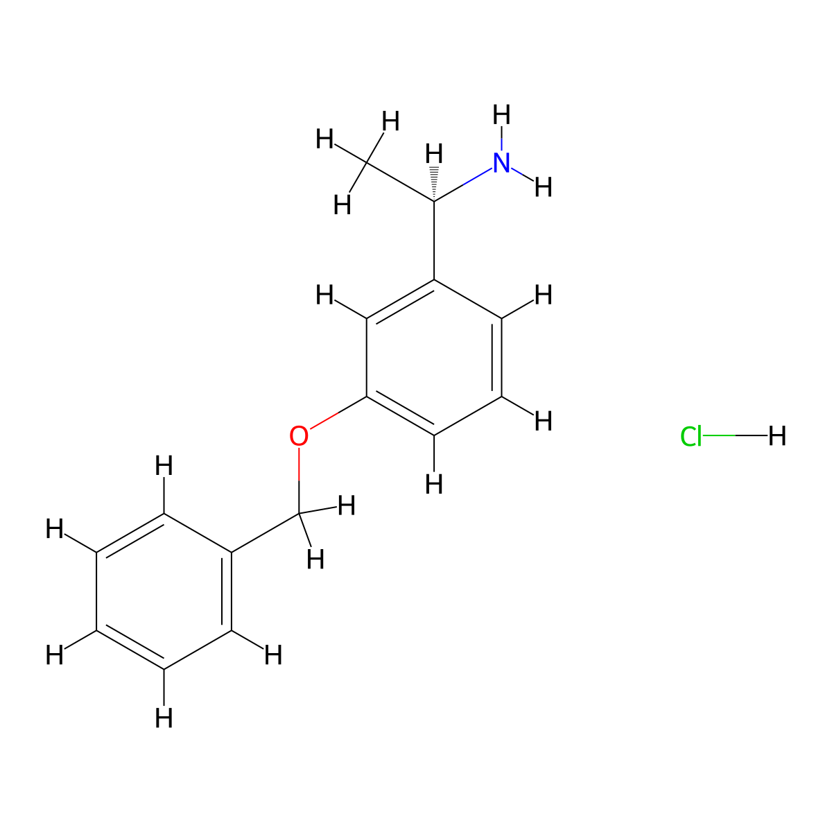 (1R)-1-[3-(benzyloxy)phenyl]ethan-1-amine hydrochloride molecular structure, CAS 1391553-17-5