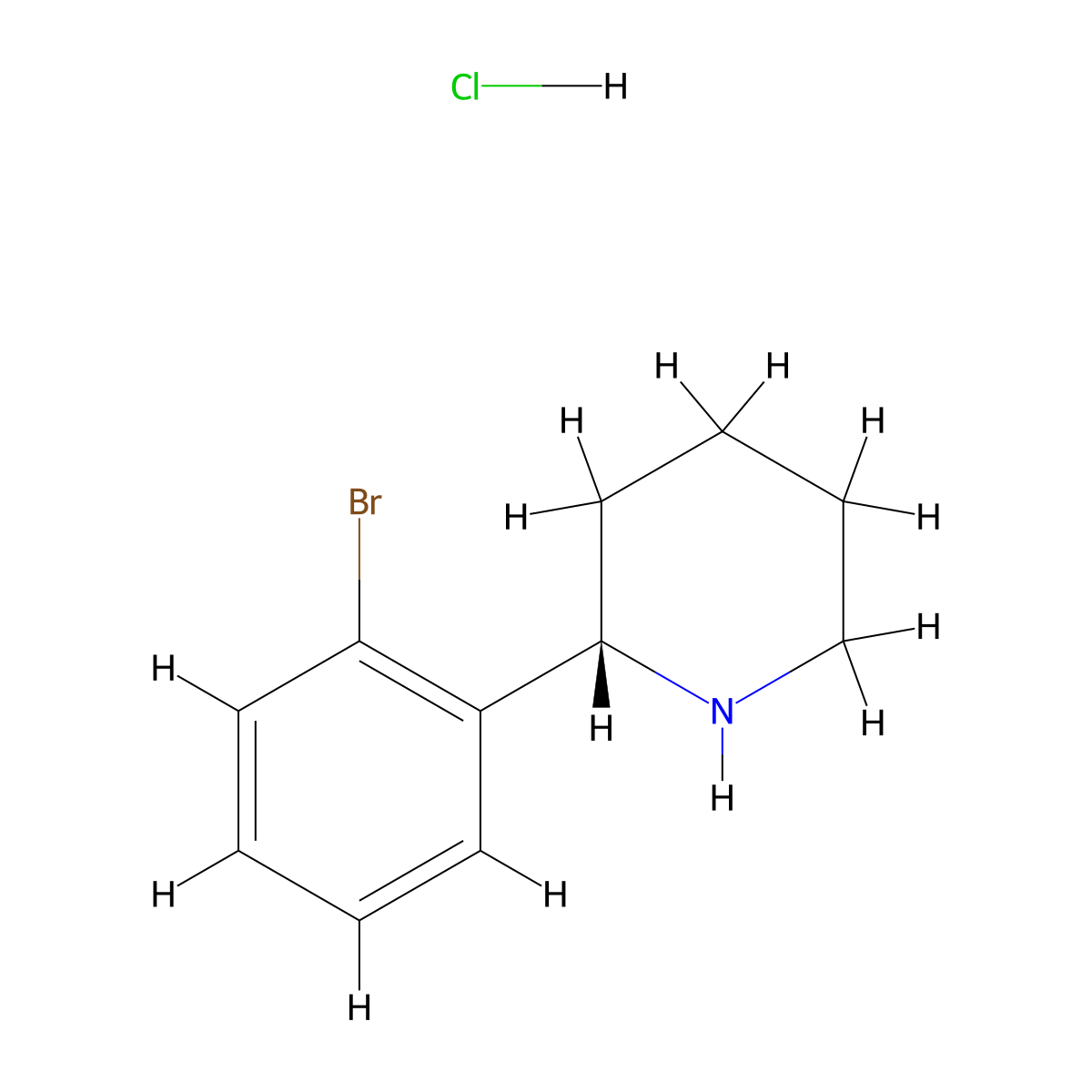 (S)-2-(2-bromophenyl)piperidine hydrochloride molecular structure, CAS 1391553-71-1