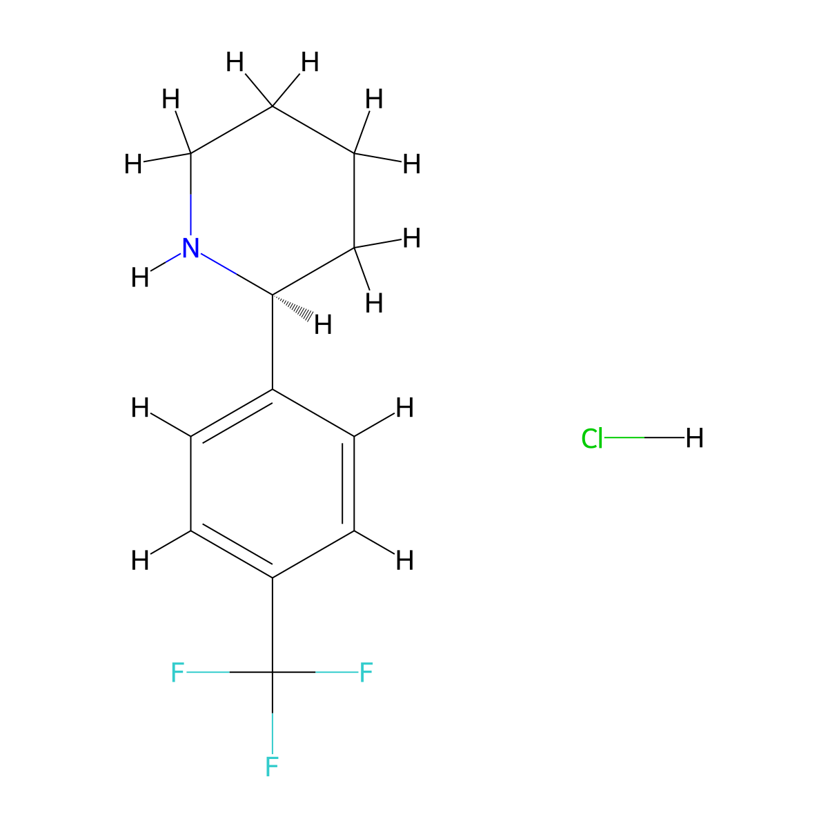 (2S)-2-[4-(trifluoromethyl)phenyl]piperidine;hydrochloride molecular structure, CAS 1391554-44-1
