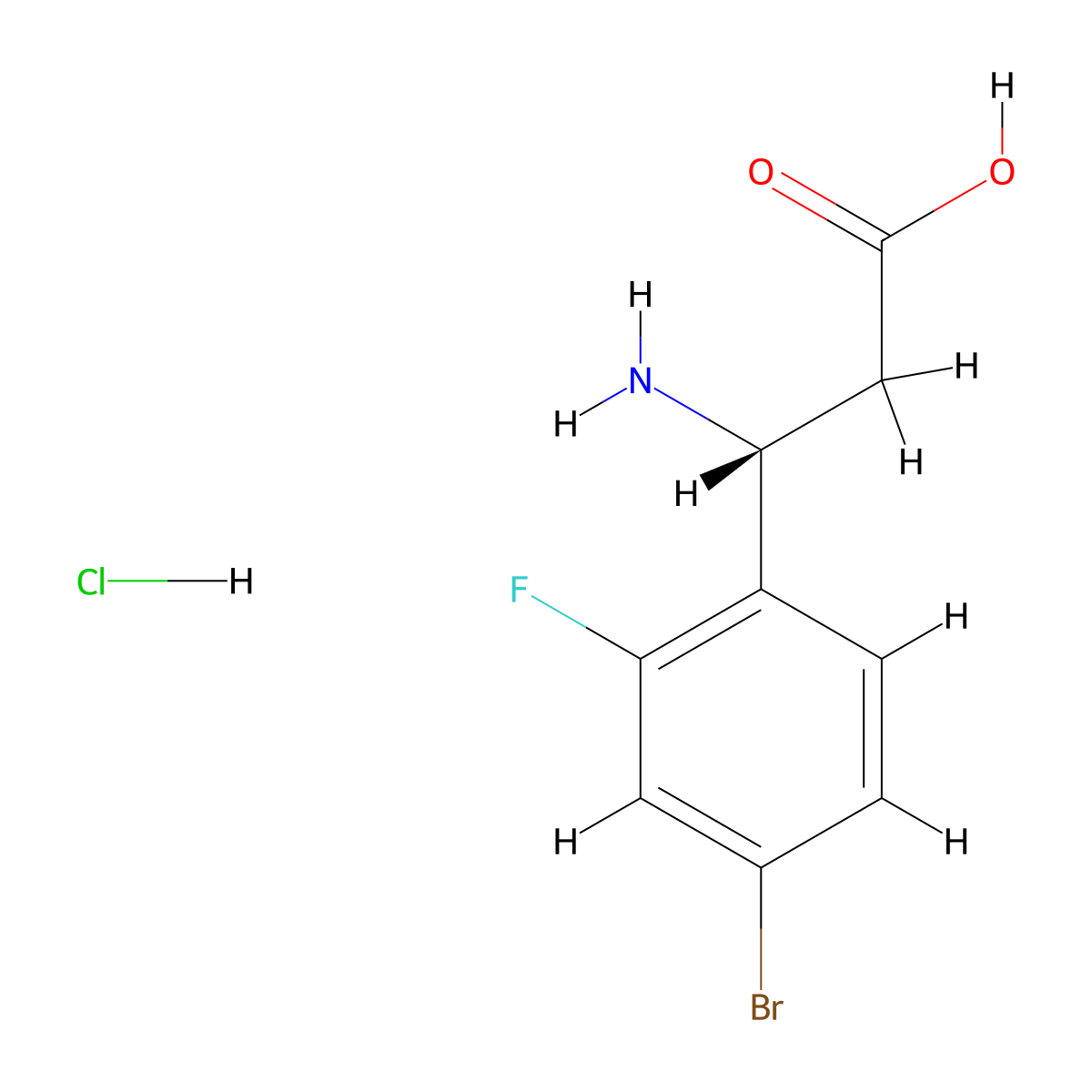 (R)-3-Amino-3-(4-bromo-2-fluorophenyl)propanoic acid hydrochloride molecular structure, CAS 1391556-38-9