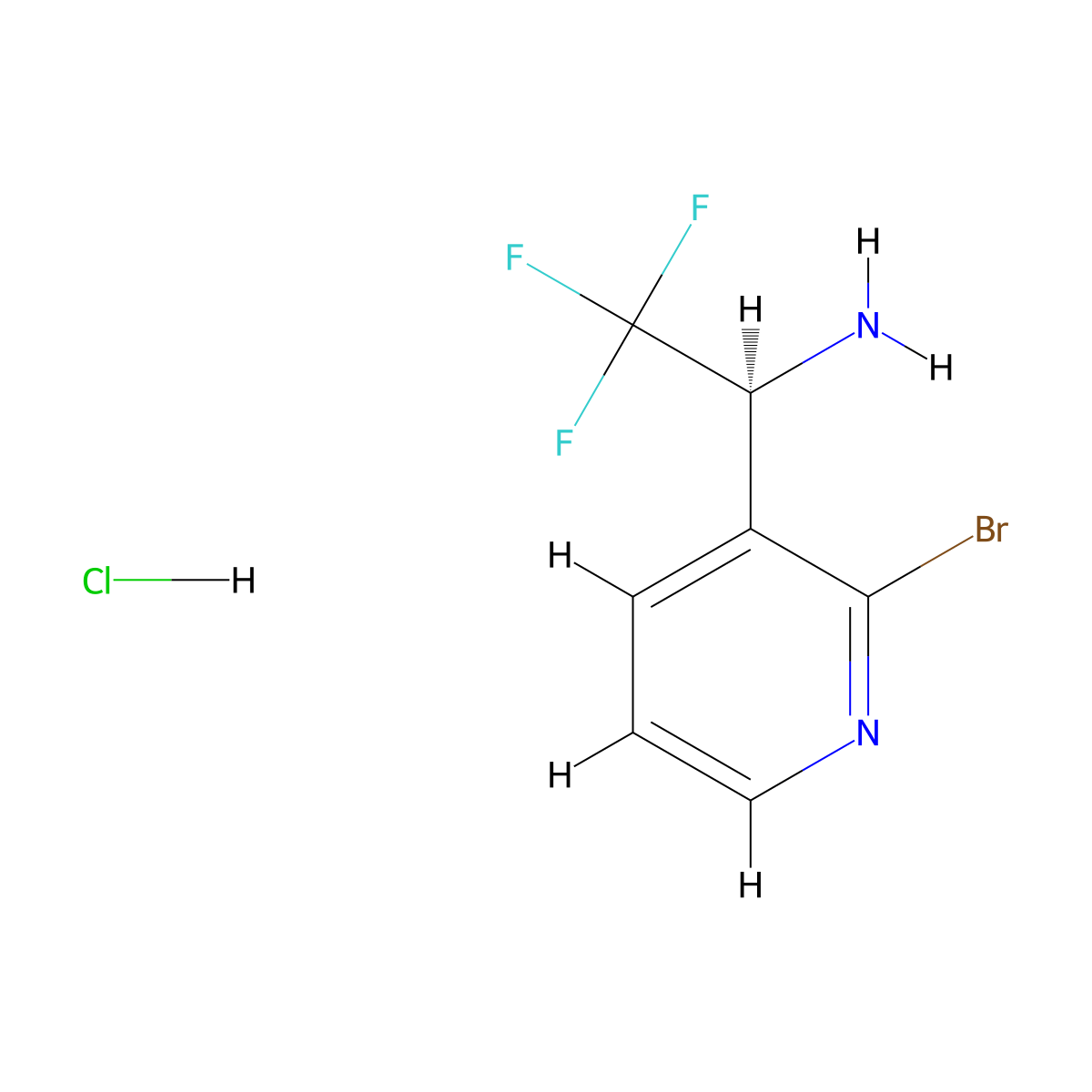 (S)-1-(2-Bromopyridin-3-YL)-2,2,2-trifluoroethan-1-amine hcl molecular structure, CAS 1391559-28-6