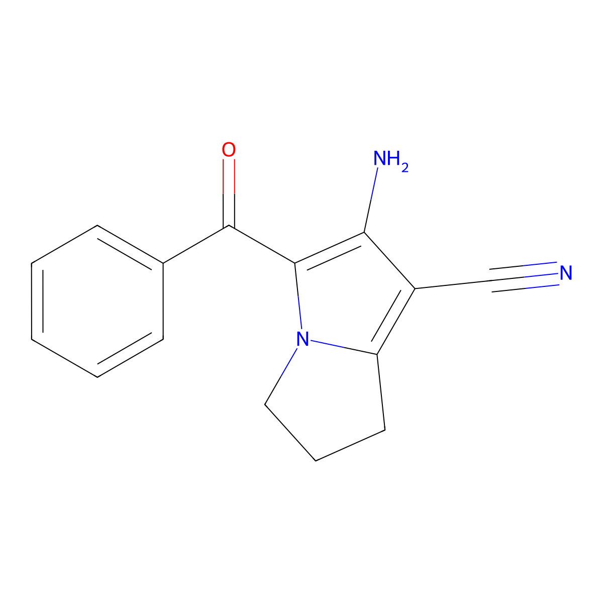 6-amino-5-benzoyl-2,3-dihydro-1H-pyrrolizine-7-carbonitrile molecular structure, CAS 139156-94-8