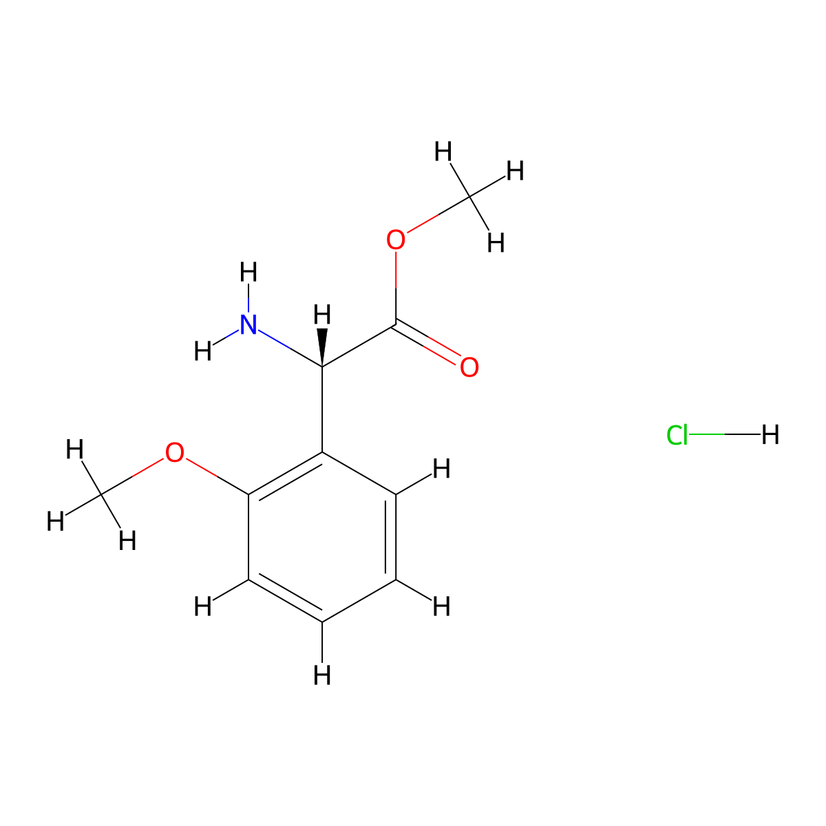 Methyl (S)-2-amino-2-(2-methoxyphenyl)acetate hydrochloride molecular structure, CAS 1391562-07-4