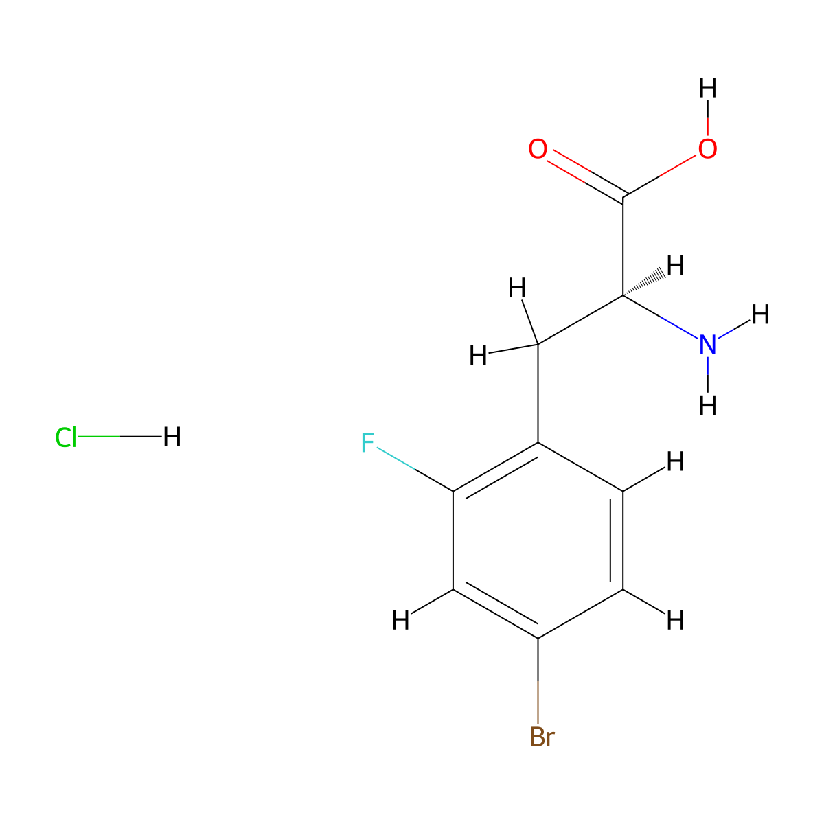 (2S)-2-Amino-3-(4-bromo-2-fluorophenyl)propanoic acid hydrochloride molecular structure, CAS 1391563-45-3