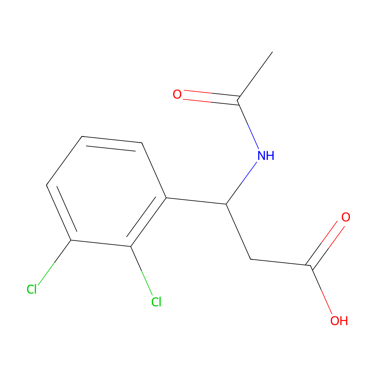 (3S)-3-(2,3-dichlorophenyl)-3-acetamidopropanoic acid molecular structure, CAS 1391565-60-8