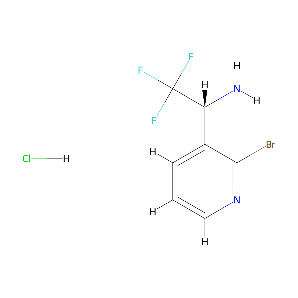 (R)-1-(2-Bromopyridin-3-YL)-2,2,2-trifluoroethan-1-amine hcl molecular structure, CAS 1391565-73-3