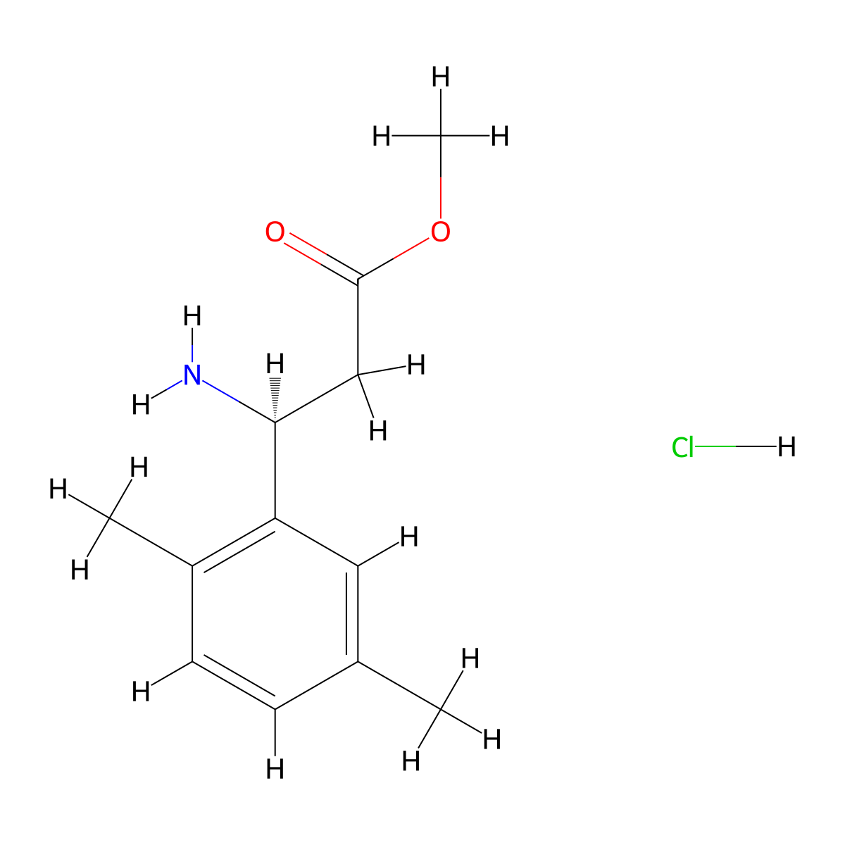 Methyl (S)-3-amino-3-(2,5-dimethylphenyl)propanoate hydrochloride molecular structure, CAS 1391566-74-7
