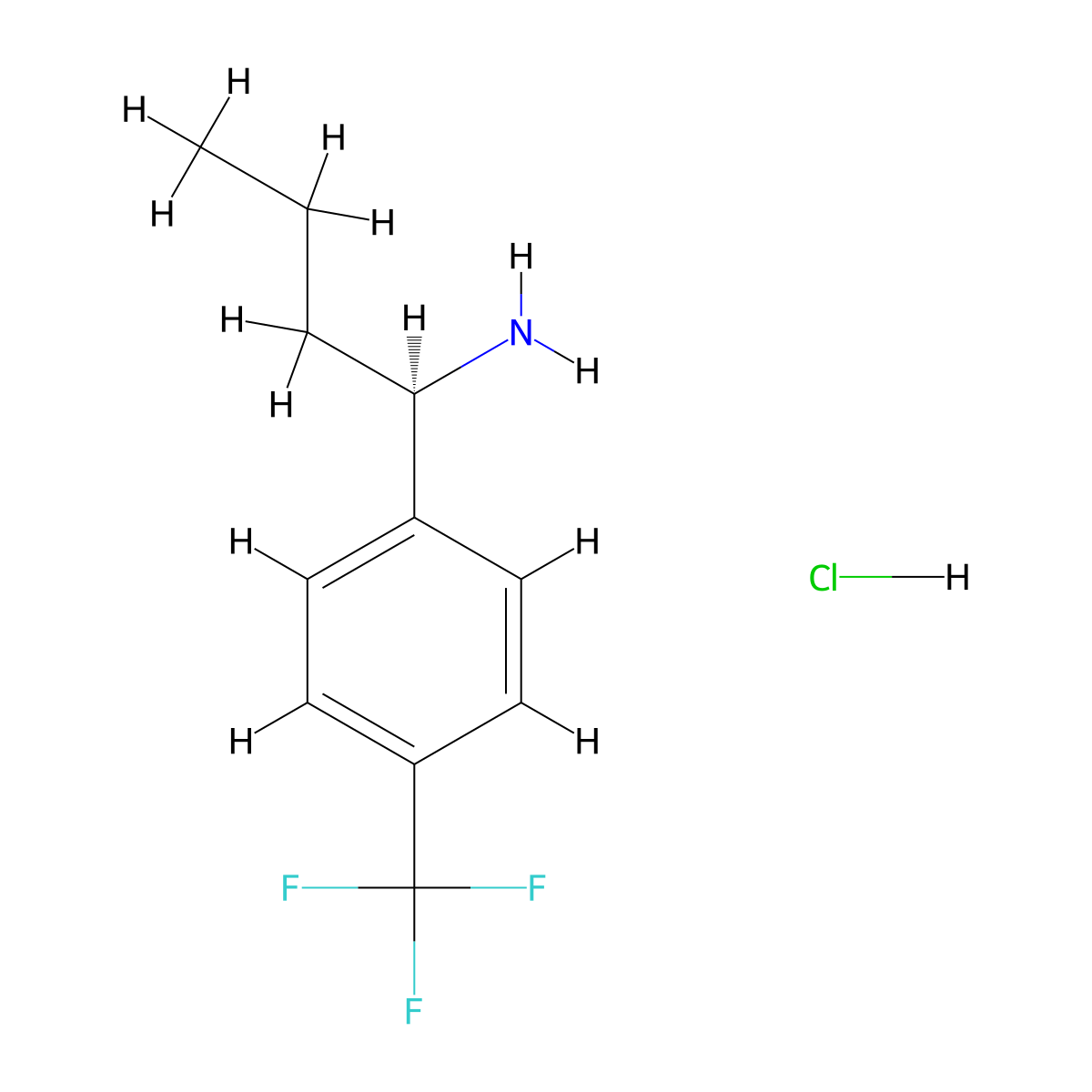 (1R)-1-[4-(Trifluoromethyl)phenyl]butylamine HCl molecular structure, CAS 1391567-35-3