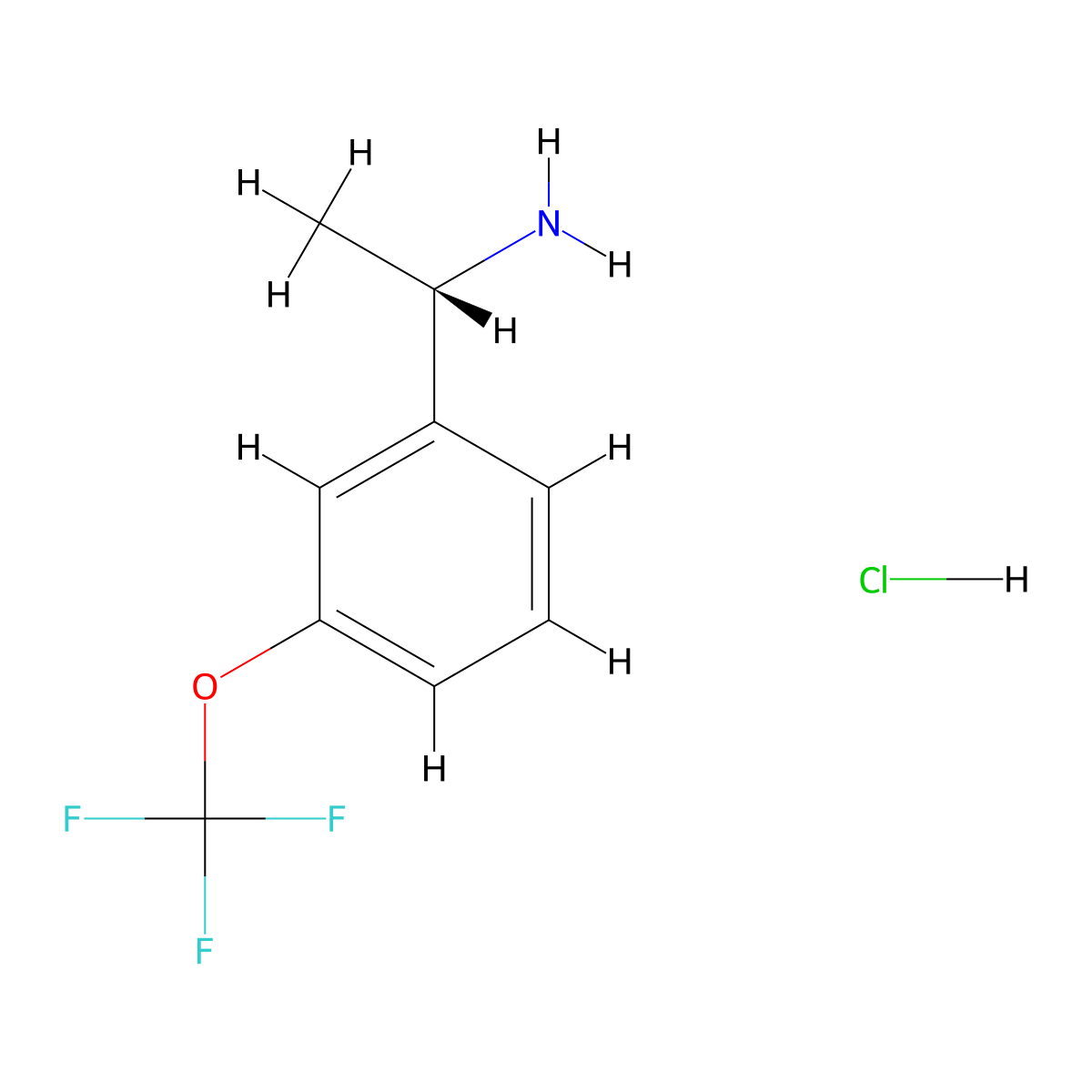 (1S)-1-(3-(trifluoromethoxy)phenyl)ethan-1-amine hydrochloride molecular structure, CAS 1391567-48-8