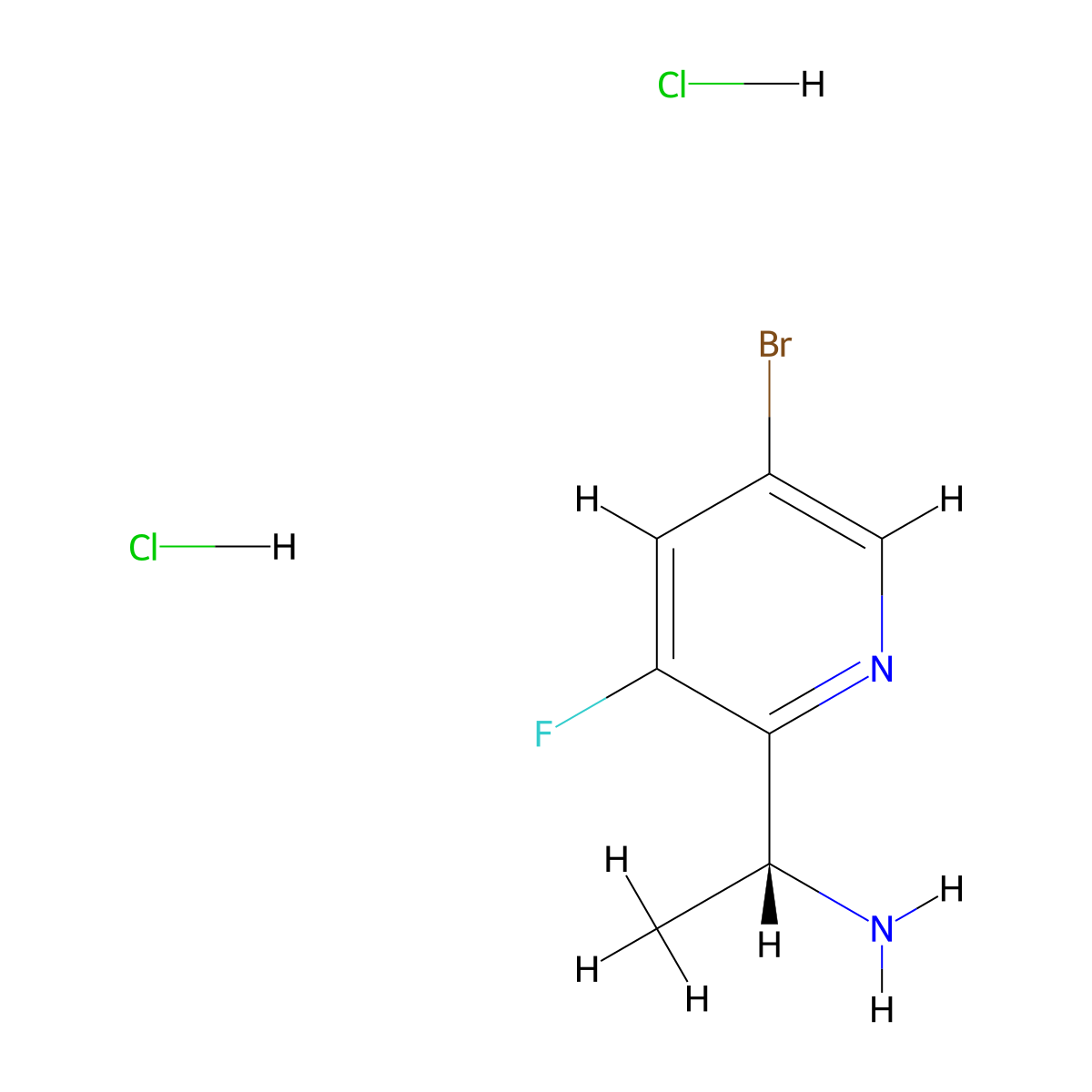 (R)-1-(5-bromo-3-fluoropyridin-2-yl)ethanamine dihydrochloride molecular structure, CAS 1391568-44-7