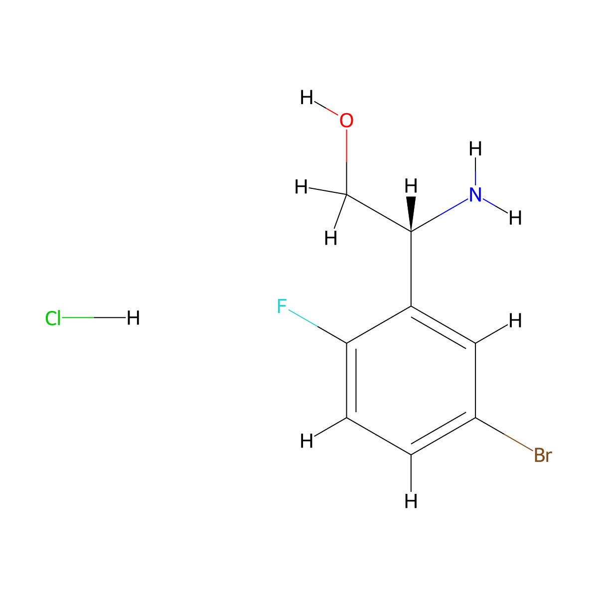 (R)-2-Amino-2-(5-bromo-2-fluorophenyl)ethan-1-ol hydrochloride molecular structure, CAS 1391569-25-7