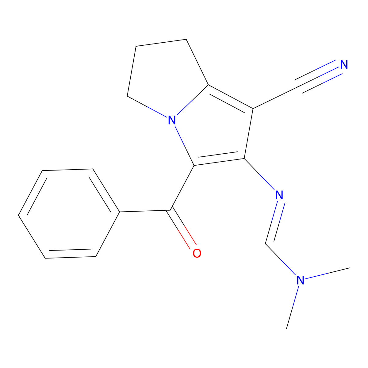 N'-[7-cyano-5-(phenylcarbonyl)-2,3-dihydro-1H-pyrrolizin-6-yl]-N,N-dimethylimidoformamide molecular structure, CAS 139157-05-4