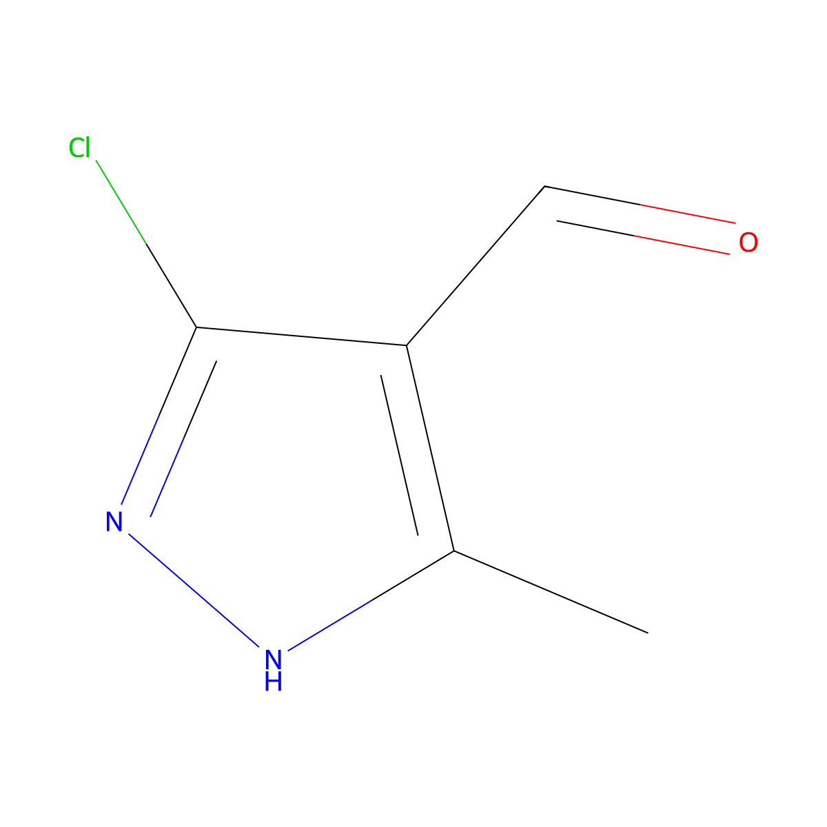 3-chloro-5-methyl-1H-pyrazole-4-carbaldehyde molecular structure, CAS 139157-40-7