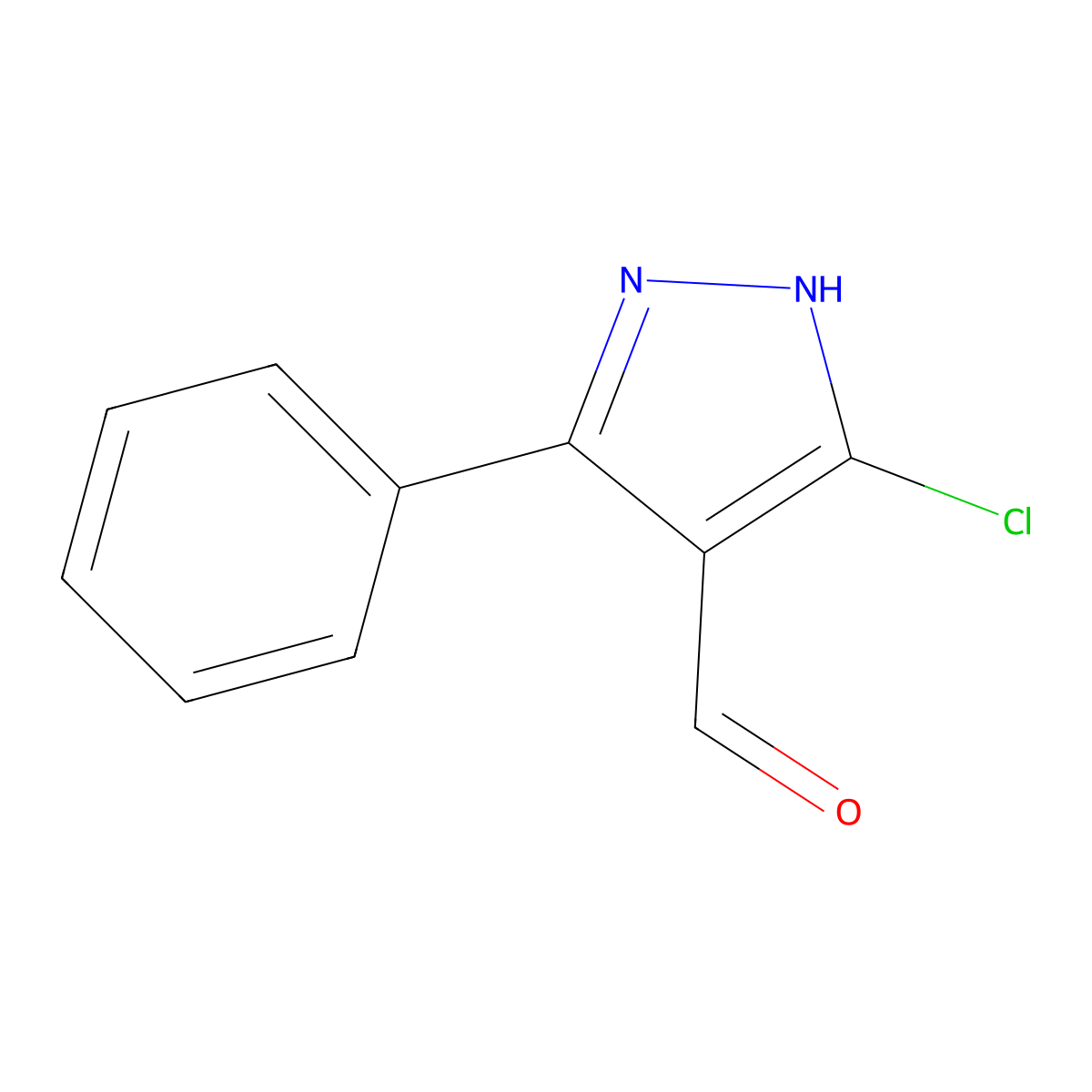5-chloro-3-phenyl-1H-pyrazole-4-carbaldehyde molecular structure, CAS 139157-42-9