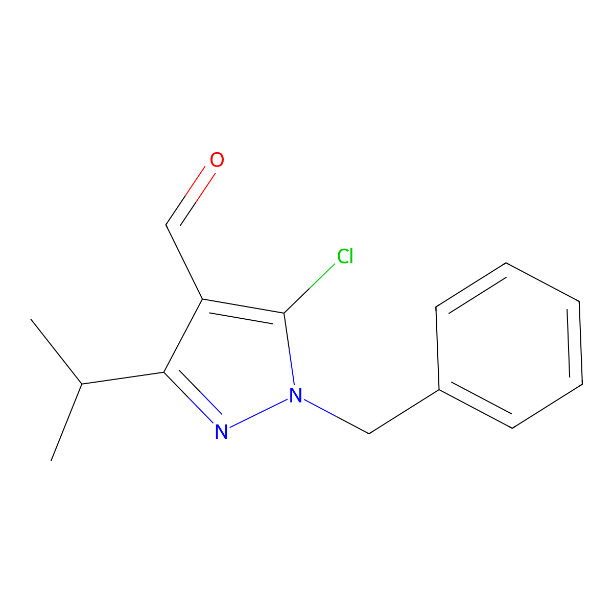 5-Chloro-3-(1-methylethyl)-1-(phenylmethyl)-1H-pyrazole-4-carboxaldehyde molecular structure, CAS 139157-43-0