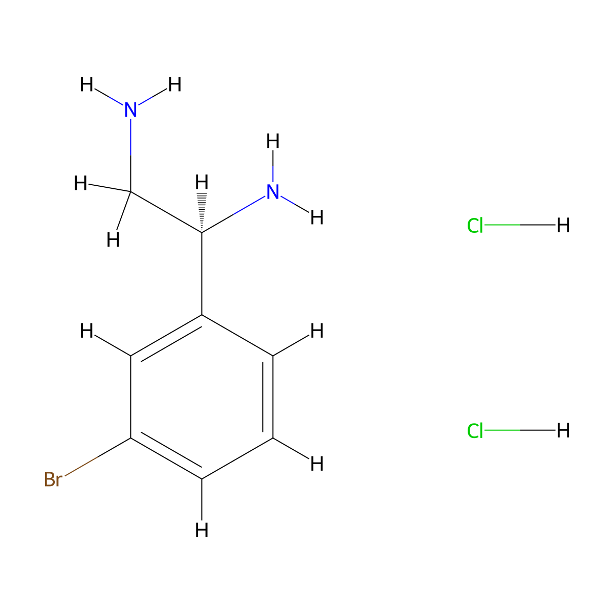 (S)-1-(3-Bromophenyl)ethane-1,2-diamine dihydrochloride molecular structure, CAS 1391575-87-3