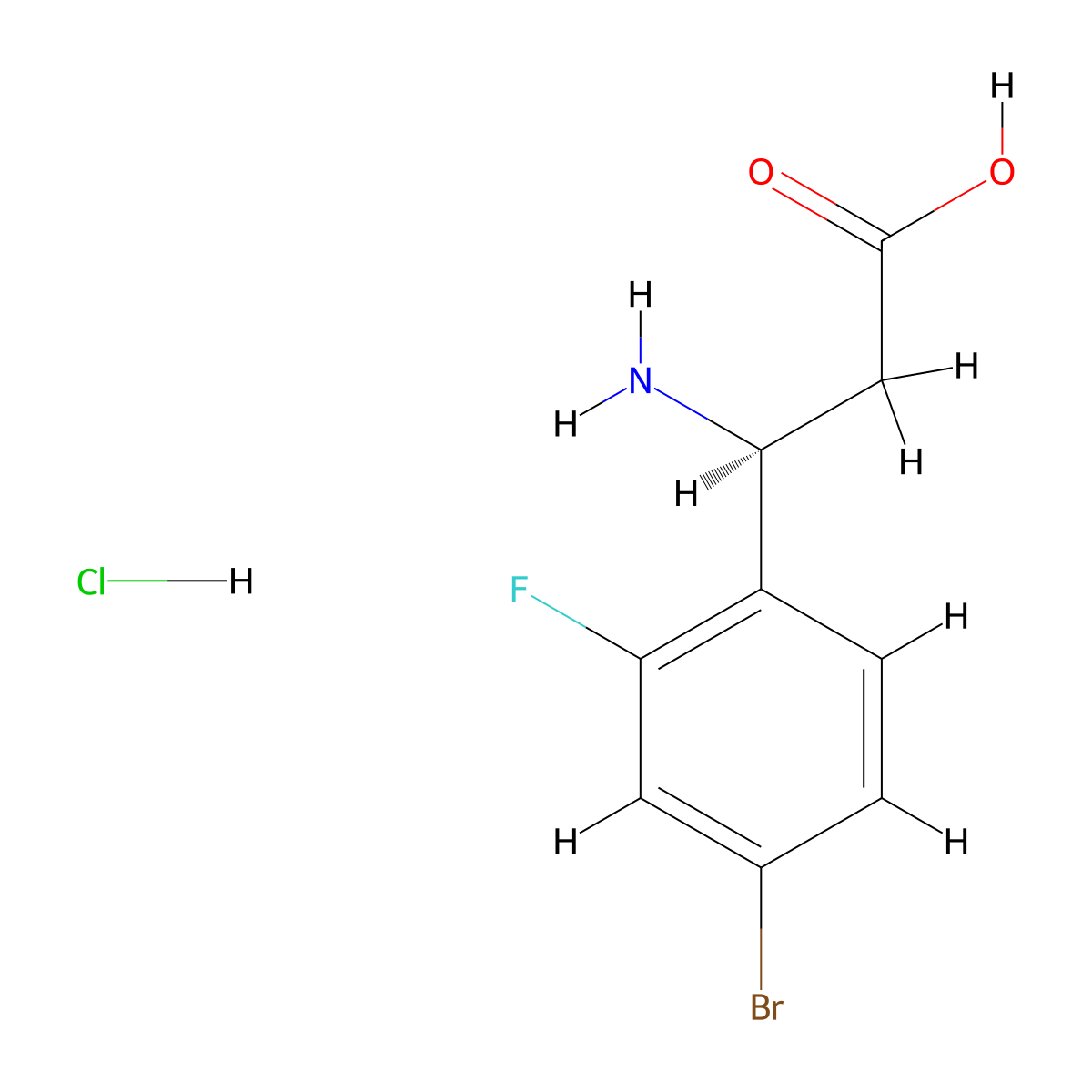 (S)-3-Amino-3-(4-bromo-2-fluorophenyl)propanoic acid hydrochloride molecular structure, CAS 1391577-41-5