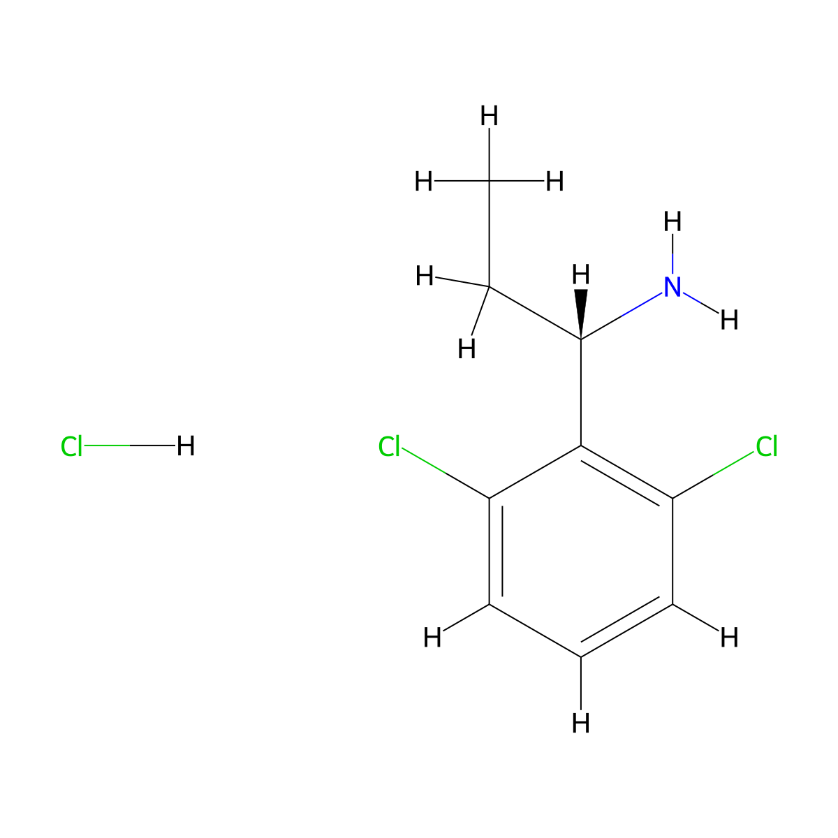 (1S)-1-(2,6-Dichlorophenyl)propylamine hydrochloride molecular structure, CAS 1391577-48-2
