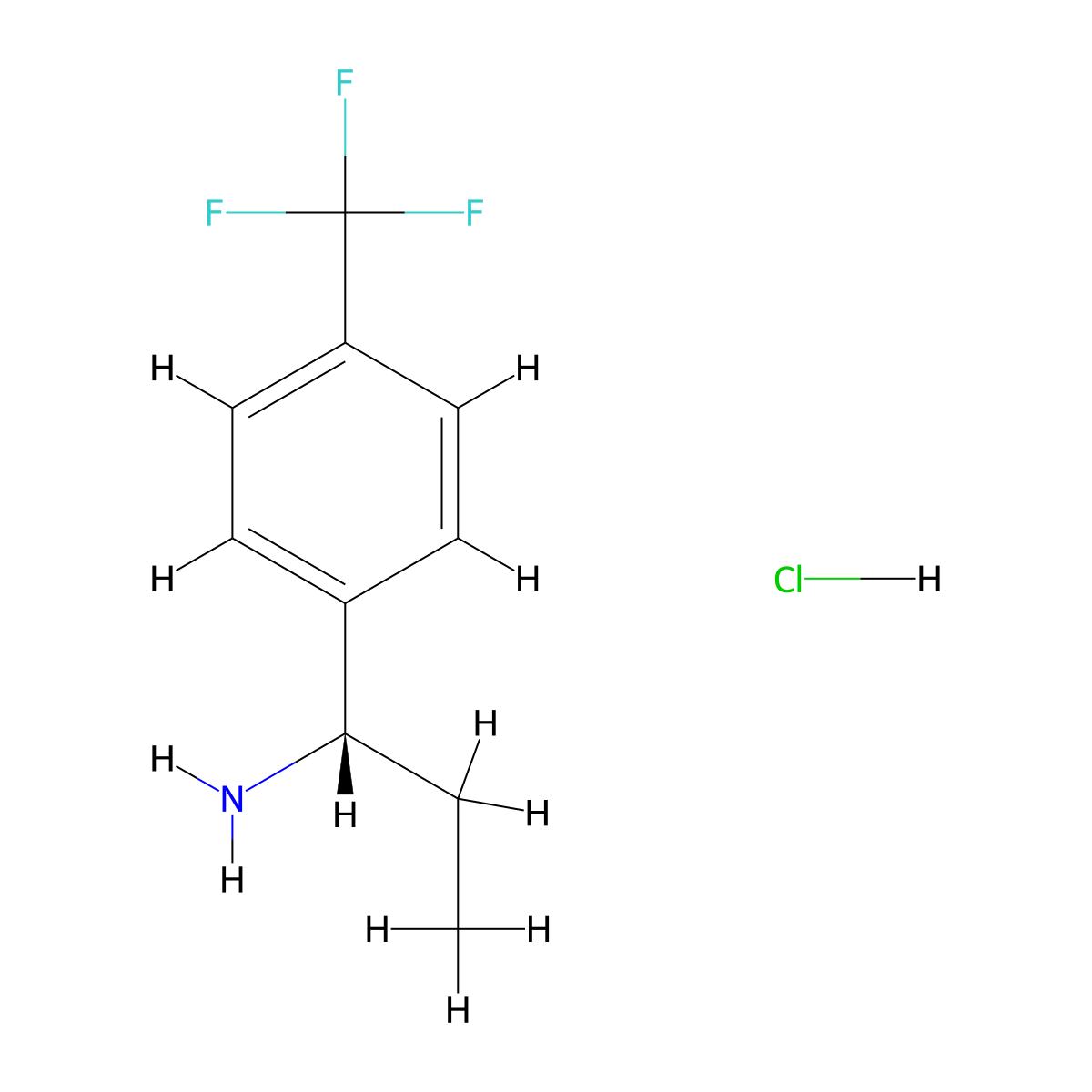 (S)-1-(4-(Trifluoromethyl)phenyl)propan-1-amine hydrochloride molecular structure, CAS 1391577-80-2