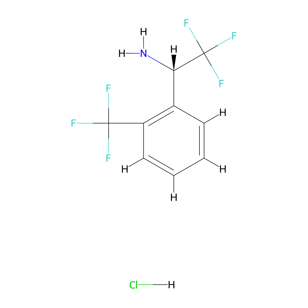 (1S)-2,2,2-trifluoro-1-[2-(trifluoromethyl)phenyl]ethanamine;hydrochloride molecular structure, CAS 1391581-26-2