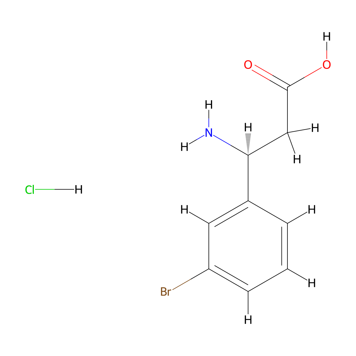 (S)-3-Amino-3-(3-bromophenyl)propanoic acid hydrochloride molecular structure, CAS 1391581-54-6