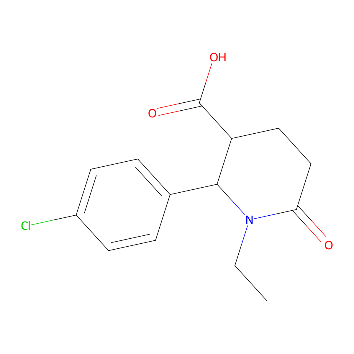 2-(4-Chlorophenyl)-1-ethyl-6-oxo-piperidine-3-carboxylic acid molecular structure, CAS 1391582-00-5