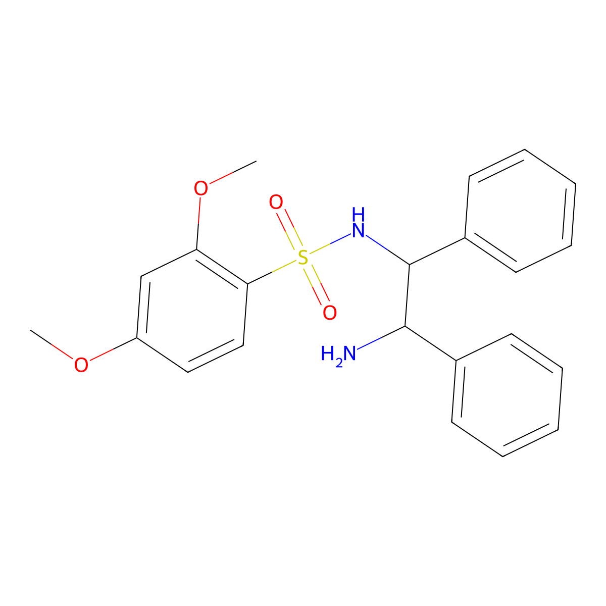 N-((1S,2S)-2-amino-1,2-diphenylethyl)-2,4-dimethoxybenzene-1-sulfonamide molecular structure, CAS 1391584-88-5