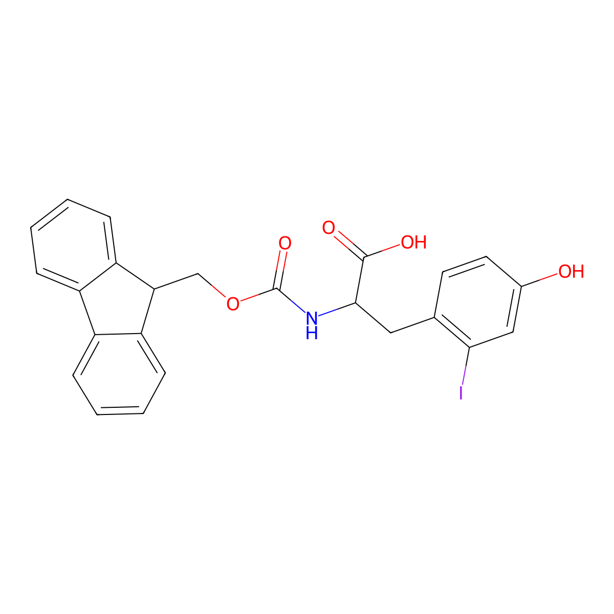 Fmoc-L-2-Iodotyrosine molecular structure, CAS 1391585-88-8