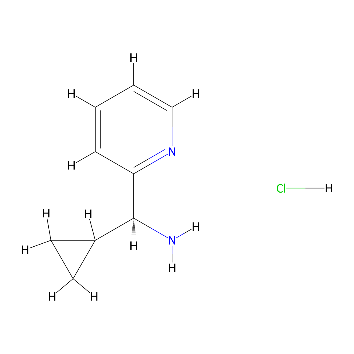 (S)-cyclopropyl(pyridin-2-yl)methanamine hydrochloride molecular structure, CAS 1391594-50-5